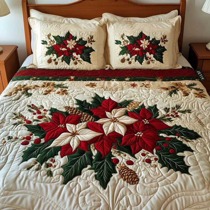 Juego de Ropa de Cama Acolchada de 3 Piezas - Encanto de Nochebuena