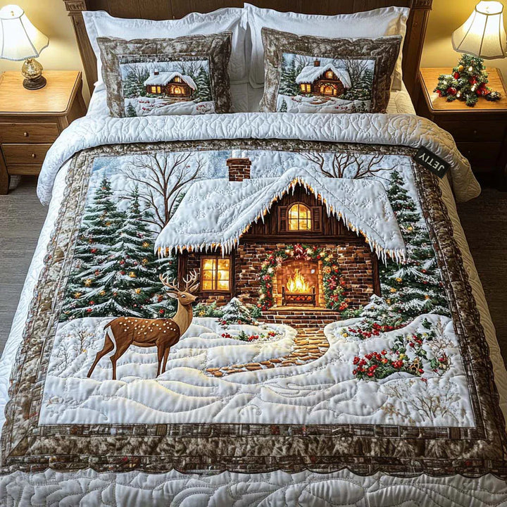 Juego de Ropa de Cama Acolchado de 3 Piezas - Cabaña Acogedora