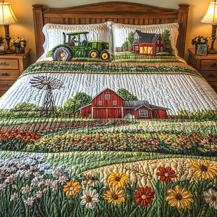 Juego de Ropa de Cama Acolchado de 3 Piezas - Granja Feliz