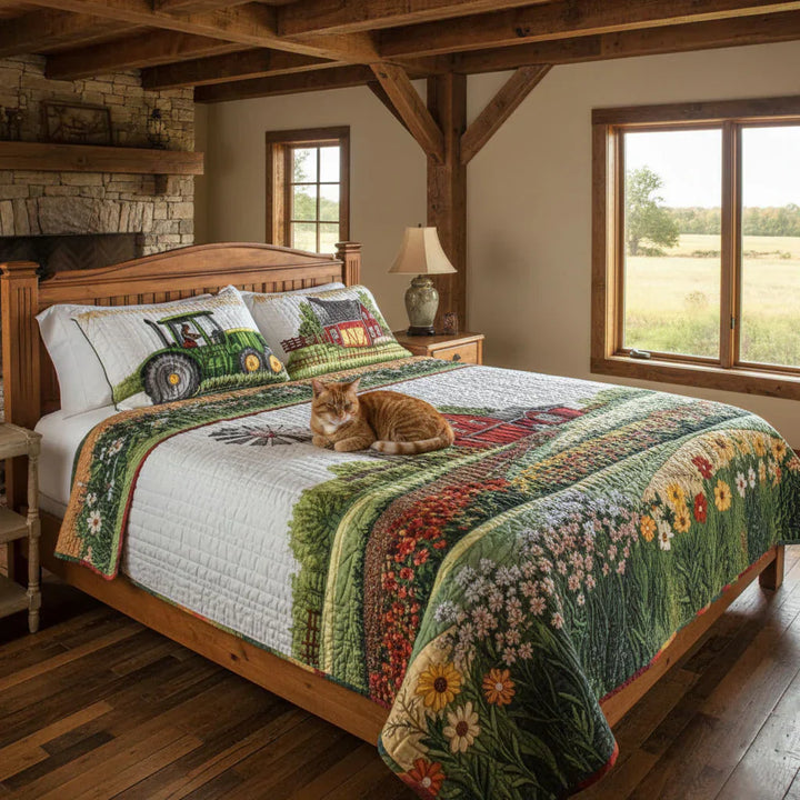 Juego de Ropa de Cama Acolchado de 3 Piezas - Granja Feliz