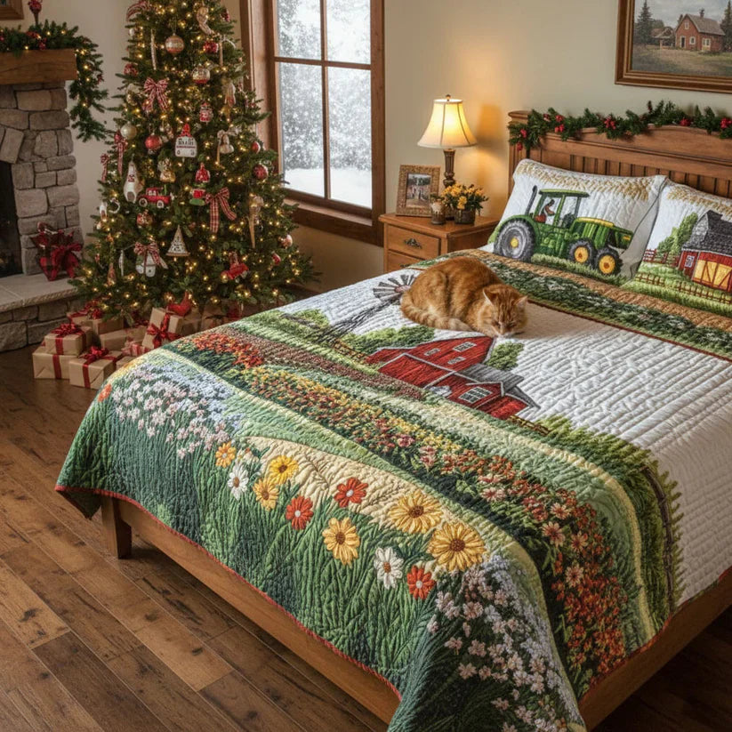Juego de Ropa de Cama Acolchado de 3 Piezas - Granja Feliz