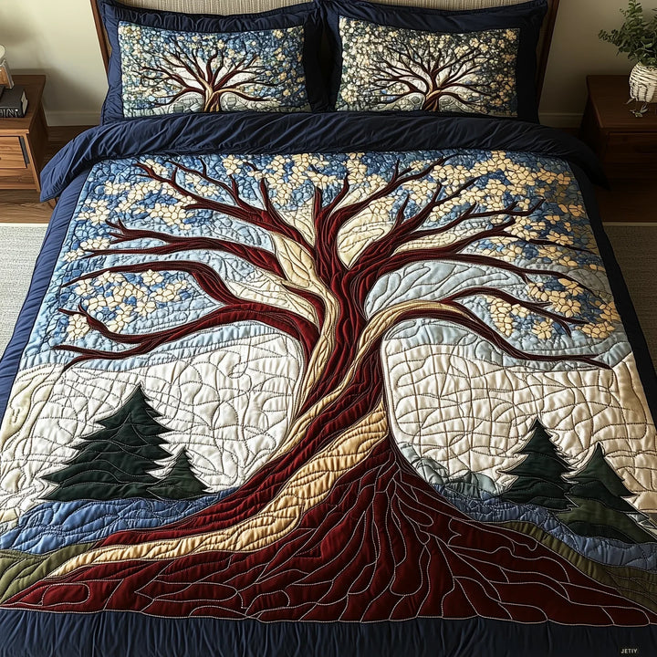 Juego de Ropa de Cama Acolchado de 3 Piezas - Armonía del Bosque