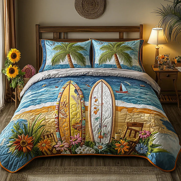 Juego de Ropa de Cama Acolchada de 3 Piezas - Brisa de Isla