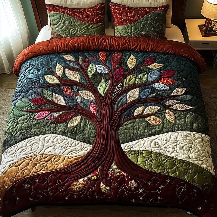 Juego de Ropa de Cama Acolchado de 3 Piezas - Abrazo de la Naturaleza