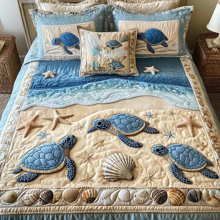 Juego de Ropa de Cama Acolchado de 3 Piezas - Tortugas