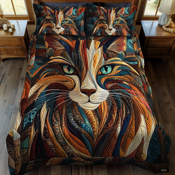Juego de Ropa de Cama Acolchado de 3 Piezas - Ronroneos y Manchas