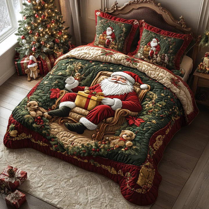 Juego de Ropa de Cama Acolchado de 3 Piezas - Momento de Santa Claus