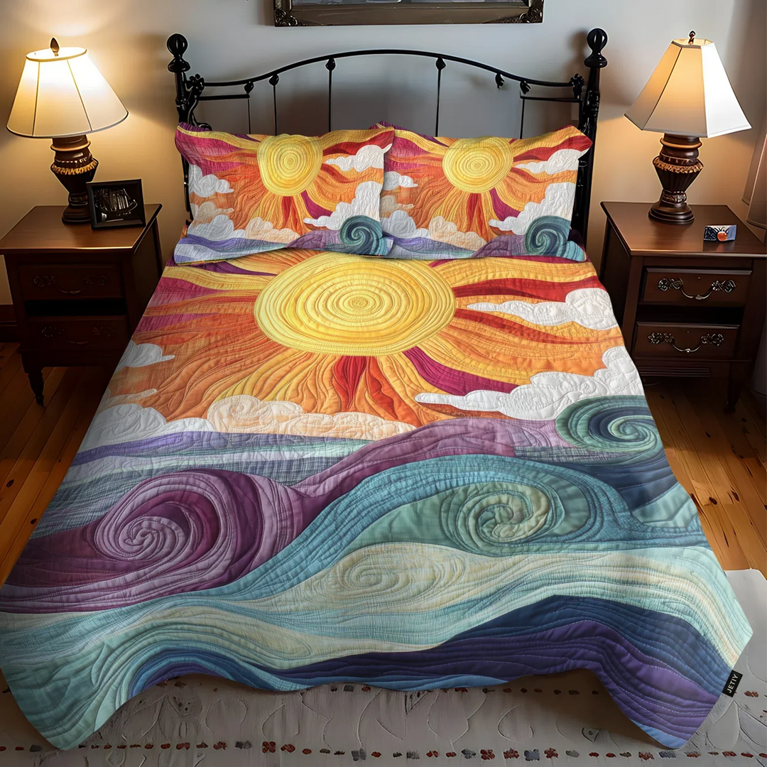 Juego de Ropa de Cama Acolchado de 3 Piezas - El Encanto del Rayo de Sol