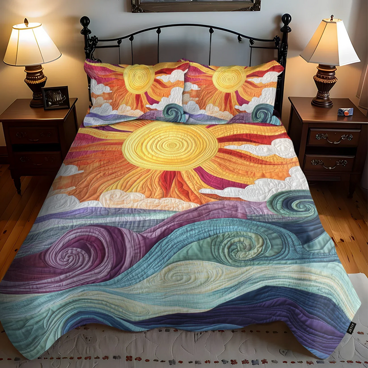Juego de Ropa de Cama Acolchado de 3 Piezas - El Encanto del Rayo de Sol