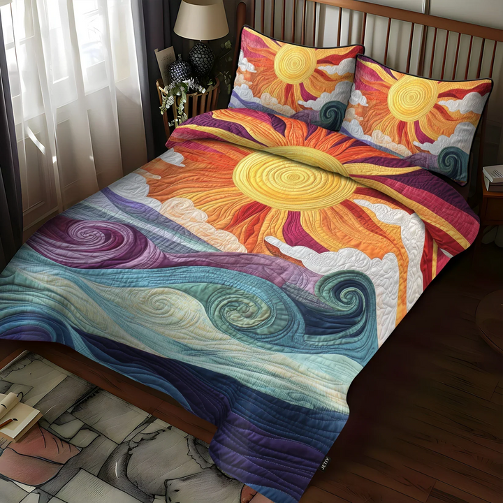 Juego de Ropa de Cama Acolchado de 3 Piezas - El Encanto del Rayo de Sol