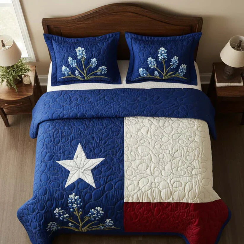 Juego de Ropa de Cama Acolchada de 3 Piezas - Orgullo de Texas