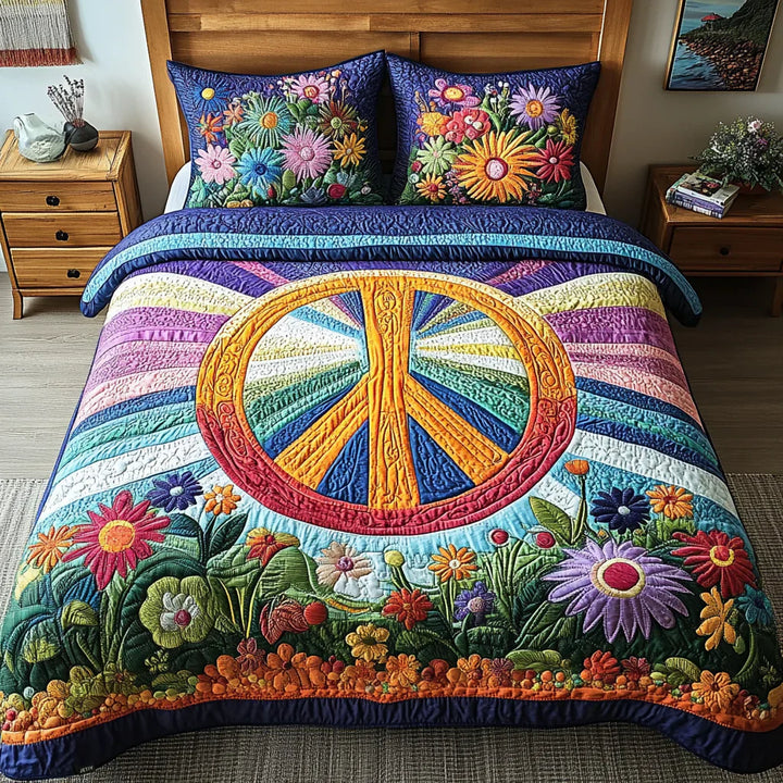 Juego de Ropa de Cama Acolchado de 3 Piezas - Sueños de Tie-Dye