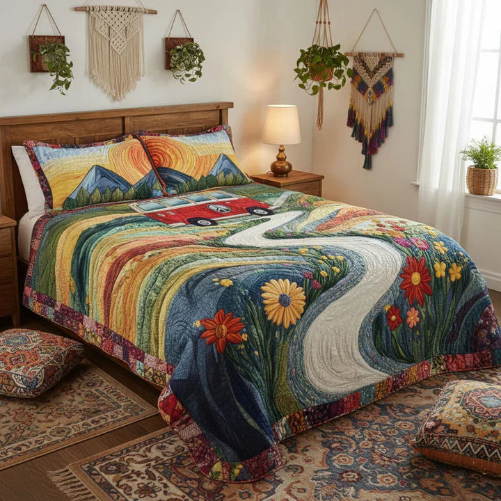 Juego de Ropa de Cama Acolchado de 3 Piezas - Viaje Vintage