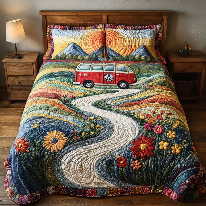 Juego de Ropa de Cama Acolchado de 3 Piezas - Viaje Vintage
