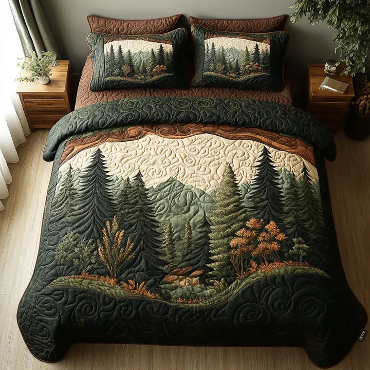 Juego de Ropa de Cama Acolchado de 3 Piezas - Paseo por el Bosque